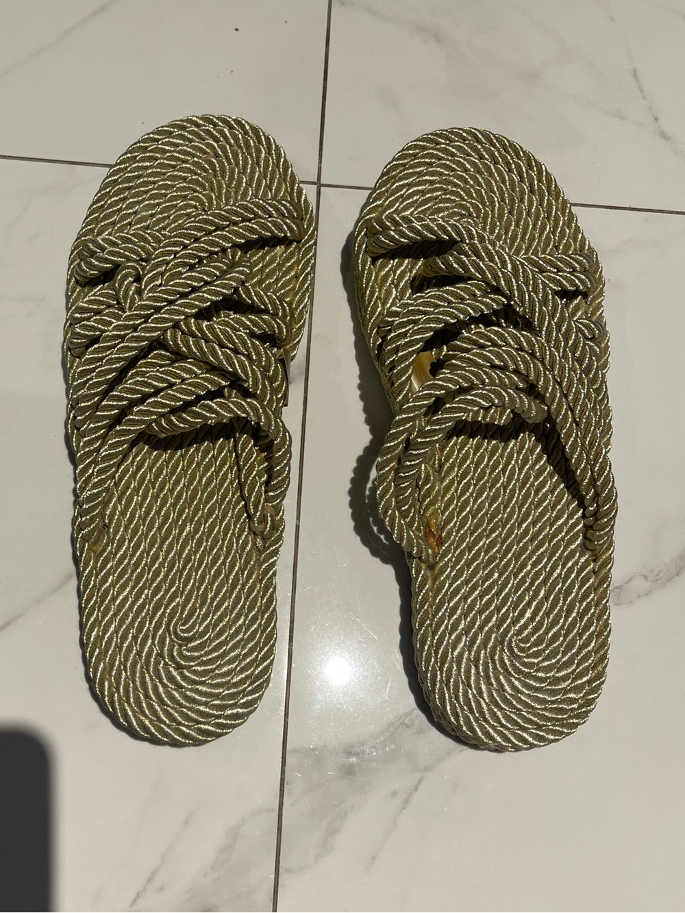 Braided Rope Slide Sandals in Olive Green